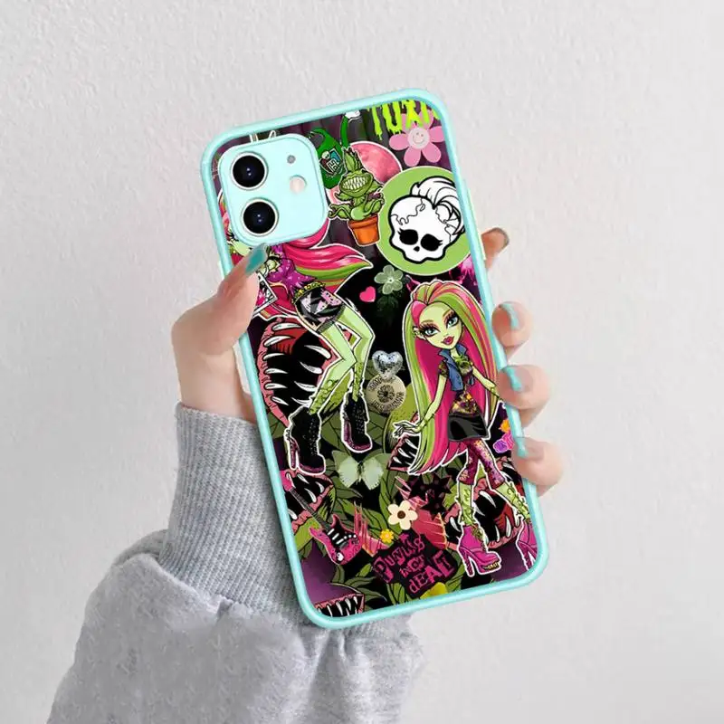 M-MonsterS Cartoon H-HighS Phone Case for iPhone 14 11 12 13 Mini Pro Max 8 7 Plus X XR XS MAX Translucent Matte Cover