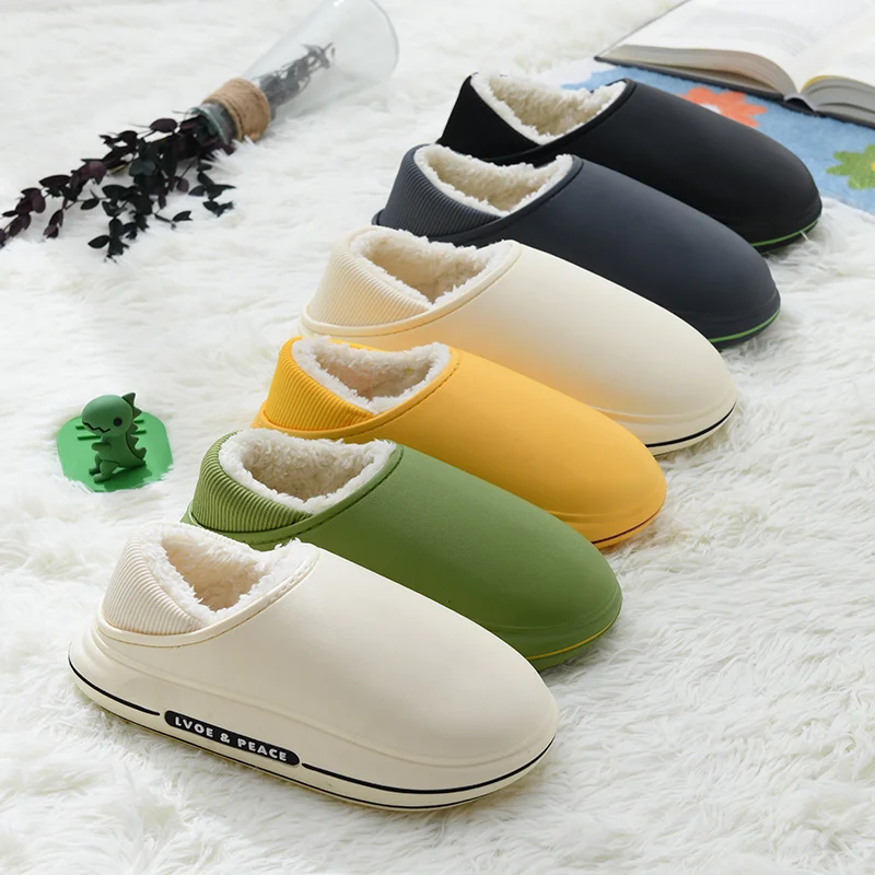 

Мужские зимние тапочки, женские теплые плюшевые мягкие удобные напольные туфли для мужчин, домашние Повседневные тапочки для дома, обувь дл...