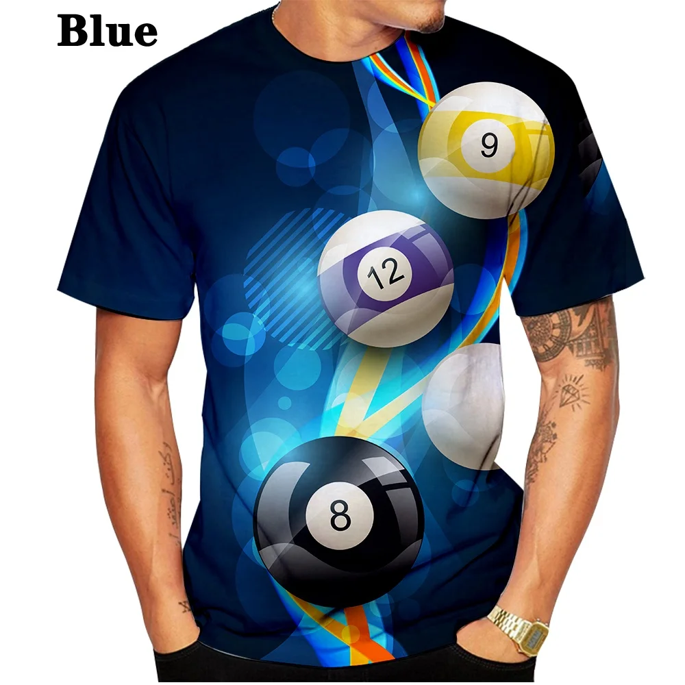 

2022 New men women t shirt 3D Print Pool Balls Billiards unisex Casual Tops funny Tees O-Neck shortsleeve XXS-6XL