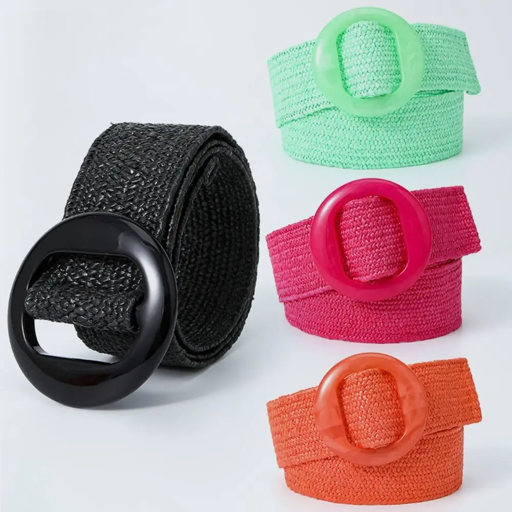 Summer Casual Women Bohemian Straw Belt Waist Belt Wide Braided Waistbelt