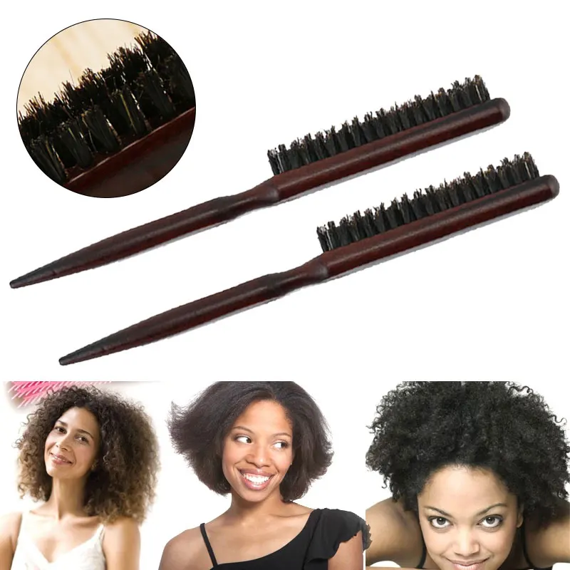 

1 Pcs Professional Salon Teasing Back Hair Brushes Boar Bristle Wood Slim Three Rows Of Hair Combs Wooden Handle Styling Tool