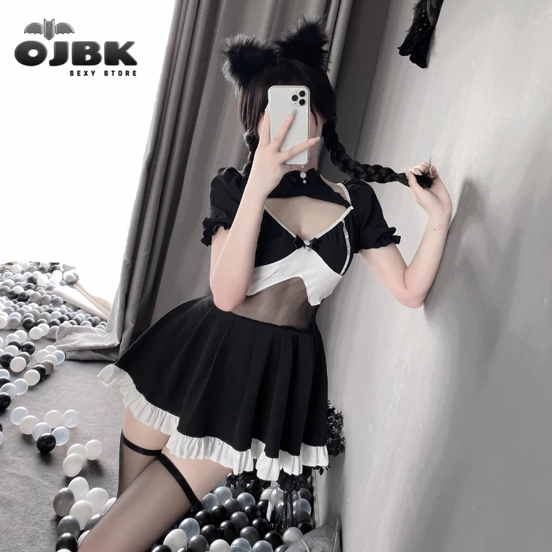 

OJBK Womens Square Neck Dress Flowy Swing Mini Short Wrap Dresses Women Club Party Backless Lace Bodycon Nightwear Black Hollow