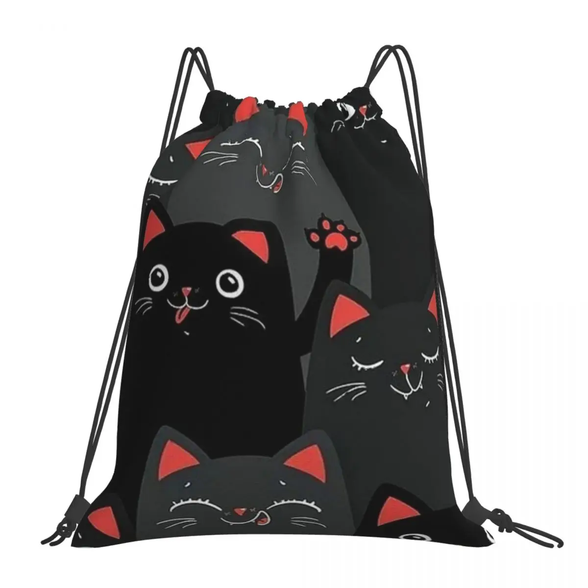 

Suspicious Cats Backpacks Fashion Portable Drawstring Bags Drawstring Bundle Pocket Shoes Bag Book Bags For Travel School