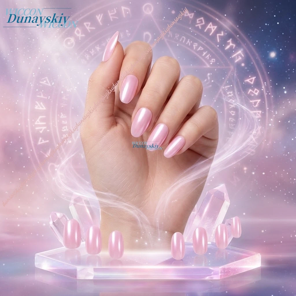 Фото Розовые накладные ногти ручной работы Nanally Pink Handmade Chiz Neverness To Everness Short Press On Nails From Ring, подходящие как для косплея, так и для повседневного ношения. №1