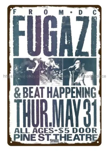 1990 Fugazi Постер театра в стиле писны улицы концерта металлический жестяной знак