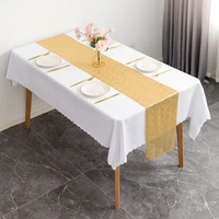 hotel wedding tablecloth decoration square solid color bling sparkling sequin table runner