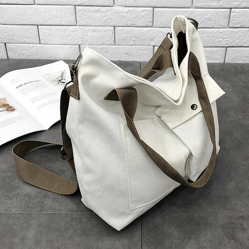 

Women's Tote Bag Casual Canvas Large Capacity Shopping Female Crossbody Schoolbags Solid Shoulder Shopper Bags For Women Handbag