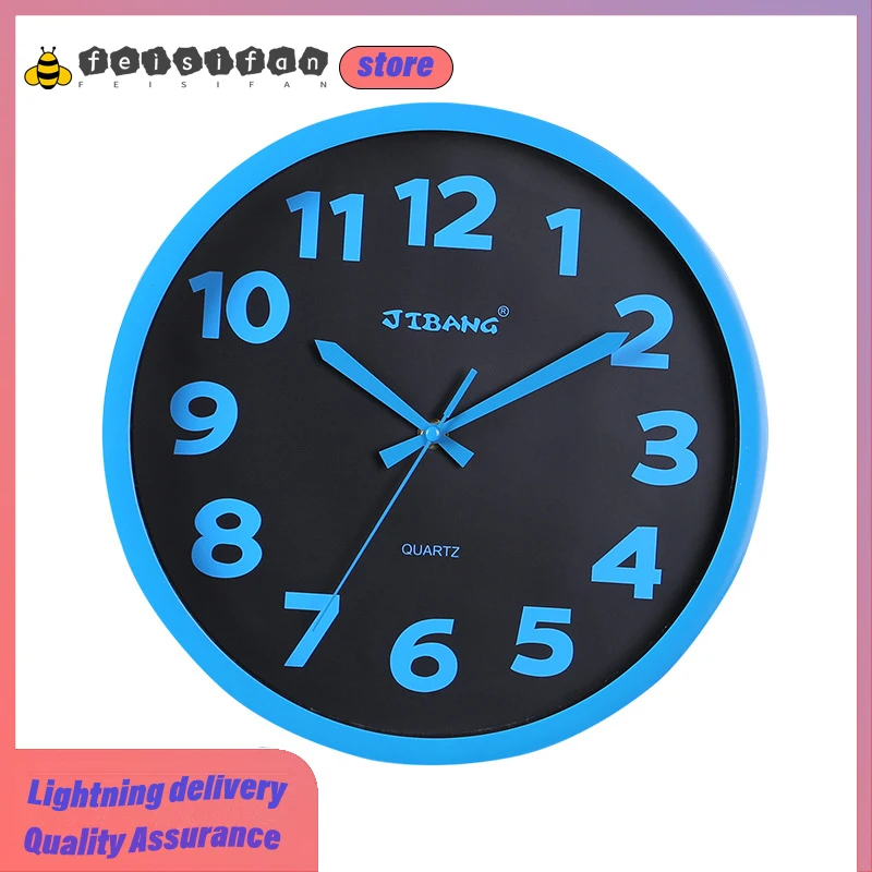 

LED Fashion Simple Creative 12 Inch Wall Clock Mute Plastic Round Glass Mirror Number Wall Clock Modern Design Room Decoration