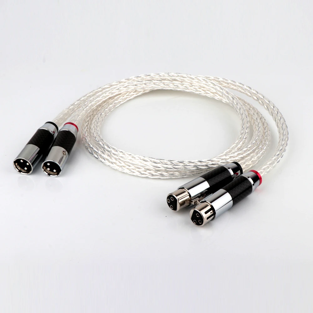 

Hi-End Новый 8AG OCC посеребренный сбалансированный аудио кабель XLR Штекерный женский черный из углеродного волокна XLR штекер HIFi аудиофил кабель