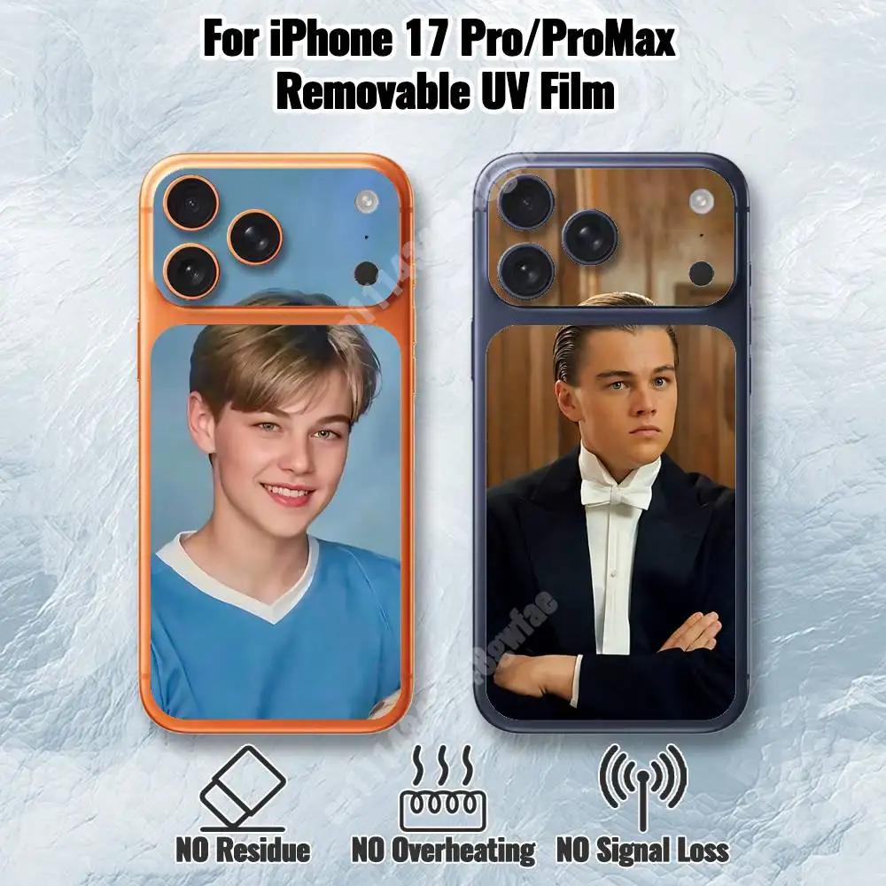 Фото Съемная УФ-пленка с изображением Леонардо ДиКаприо (киноактер) для iPhone 17 Pro и 17 ProMax, гидрогелевая наклейка №1