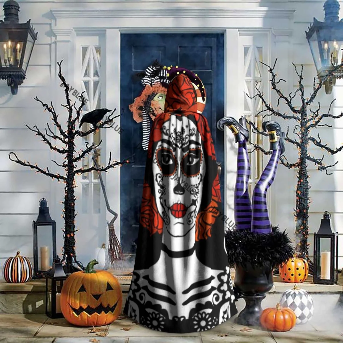 Двусторонняя накидка-накидка унисекс с капюшоном для взрослых вампиров сахарный