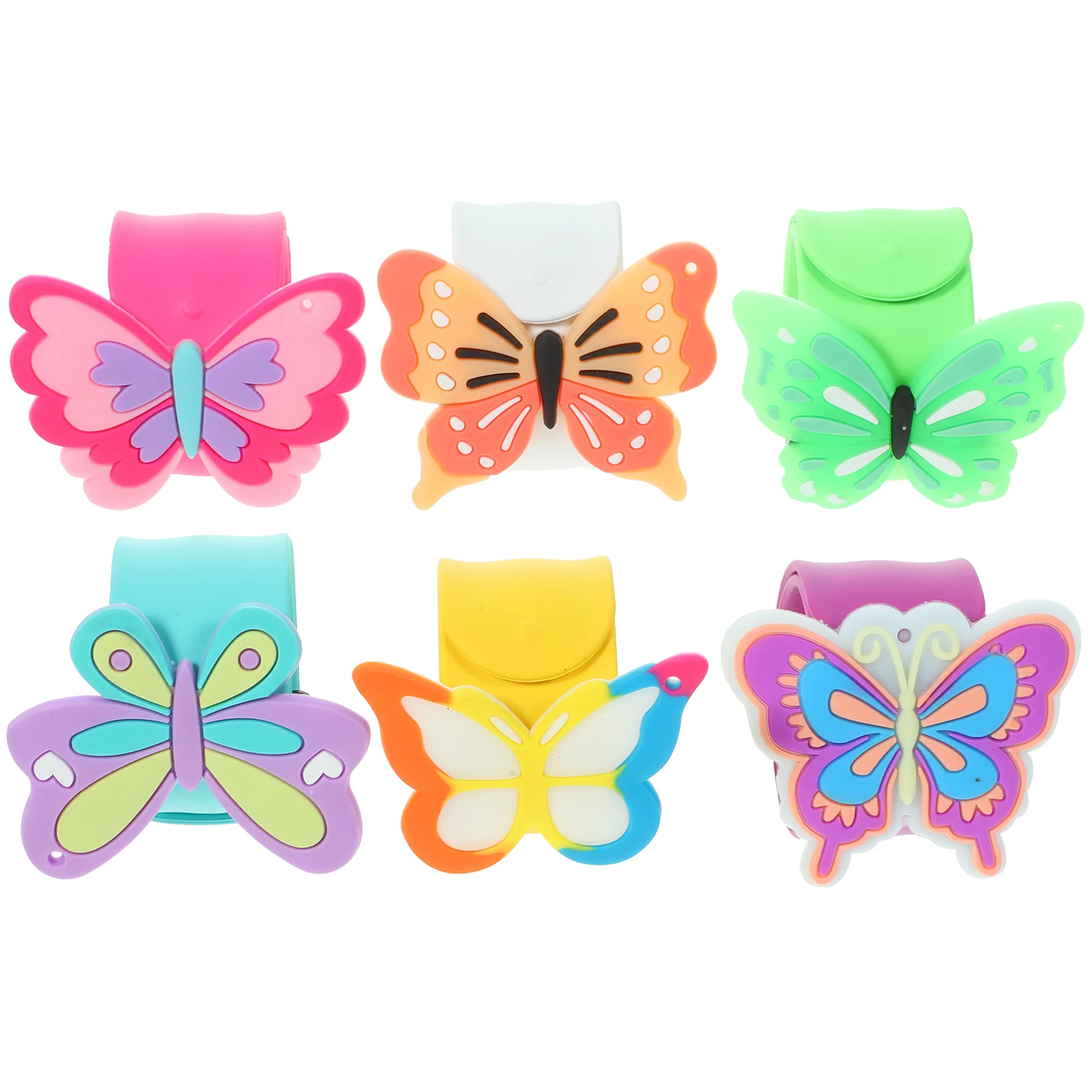 

6 Pcs Wrist Straps Snap Bracelet Party Gifts Butterfly Slap Bracelets Papa Circle For Silica Gel Band Child