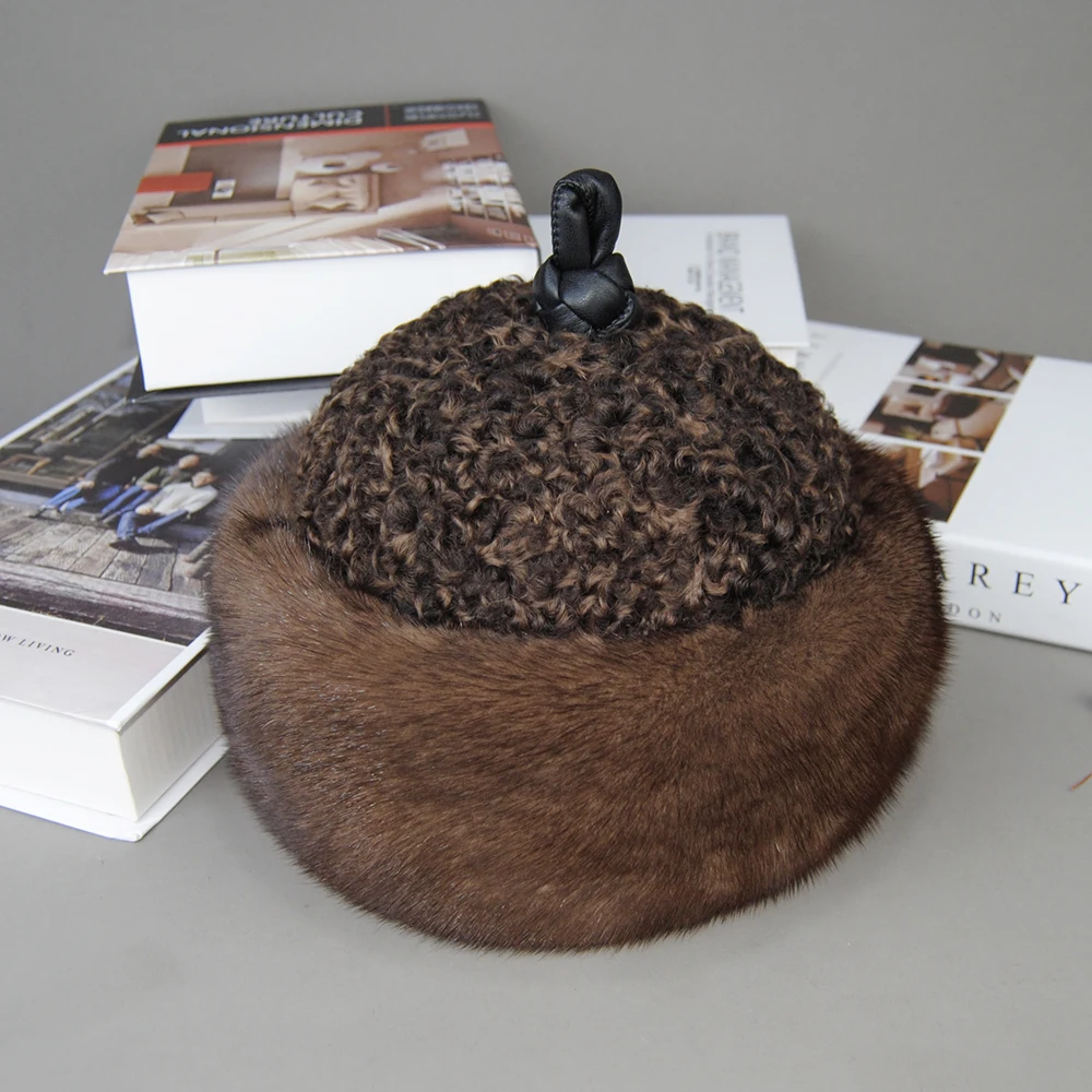 2024 горячая распродажа роскошные унисекс настоящая норка шерстяная шапка зимние