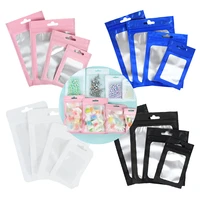 50pcs resealable packaging pouch bag with clear window for food beans tea jewelry organizer cosmetic packaging self sealing bag