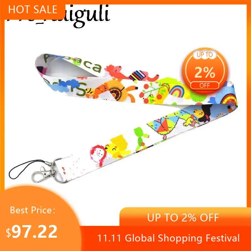 

100pcs Alpaca llama Neck Strap Lanyards ID badge card holder keychain Mobile Phone Strap Gifts webbings ribbons