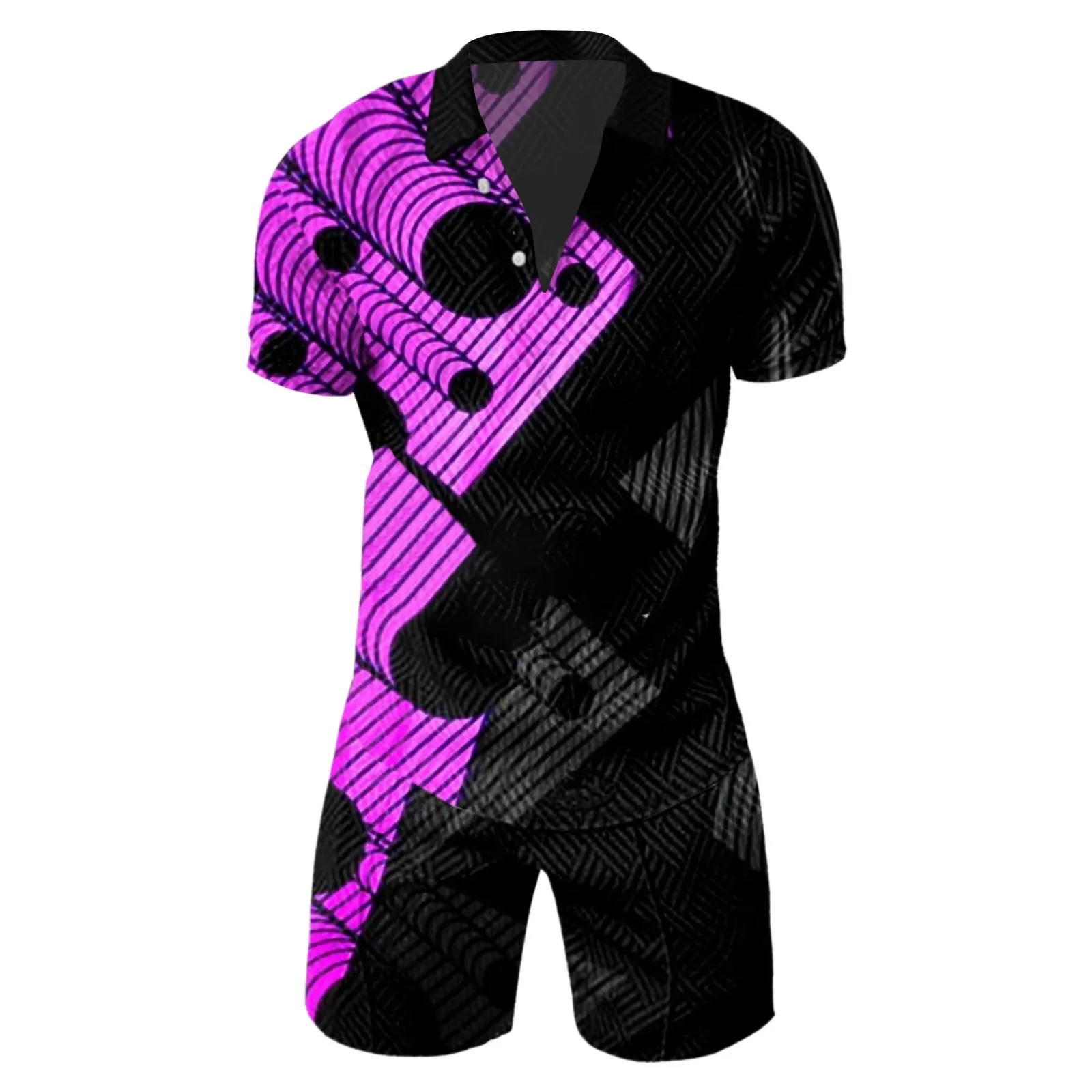 Summer Men Vintage 2 Piece Suit Lapel Collar Polo Shirt 3d Print Male Set Splicing Ropa Hombre Vacation Holiday Conjuntos 2023