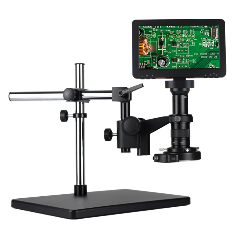 

Digital Microscope Set With 7-inch Display 1080P USB Video Camera 120X 180X 300X C Mount Lens For Phone Soldering Repair Tools