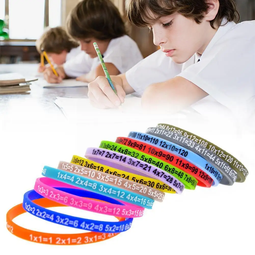

12pcs/set Multiplication Tables Soft Silicone Bracelet Learn Math Education Wristband For Kids Preschool Teaching Aids Math J8y3