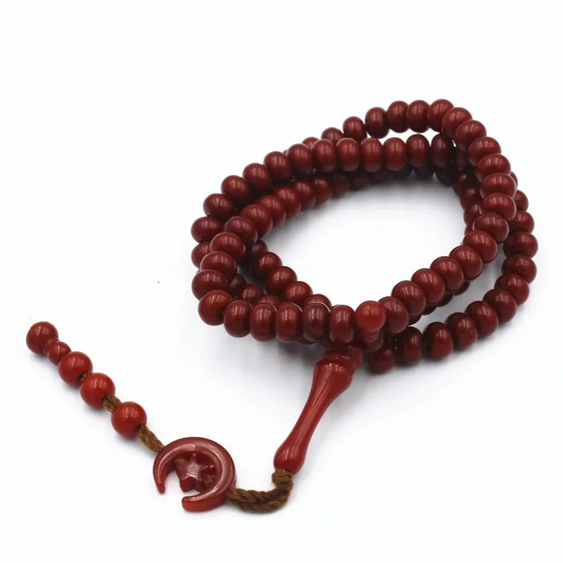 

Muslim Prayer Beads Worship Hanging Stars And Moon Tassel Islamic Tesbih Religious 99 Flat Beads