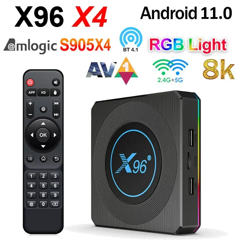 

ТВ-приставка X96 X4 Amlogic S905X4 Smart 8K, Android 11, Wi-Fi, 100 м