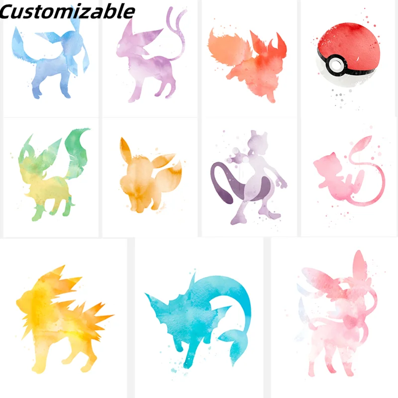 

Customizable Pokemon poster Pikachu anime wall art pictures living room decorative murals kawaii Christmas gifts free delivery