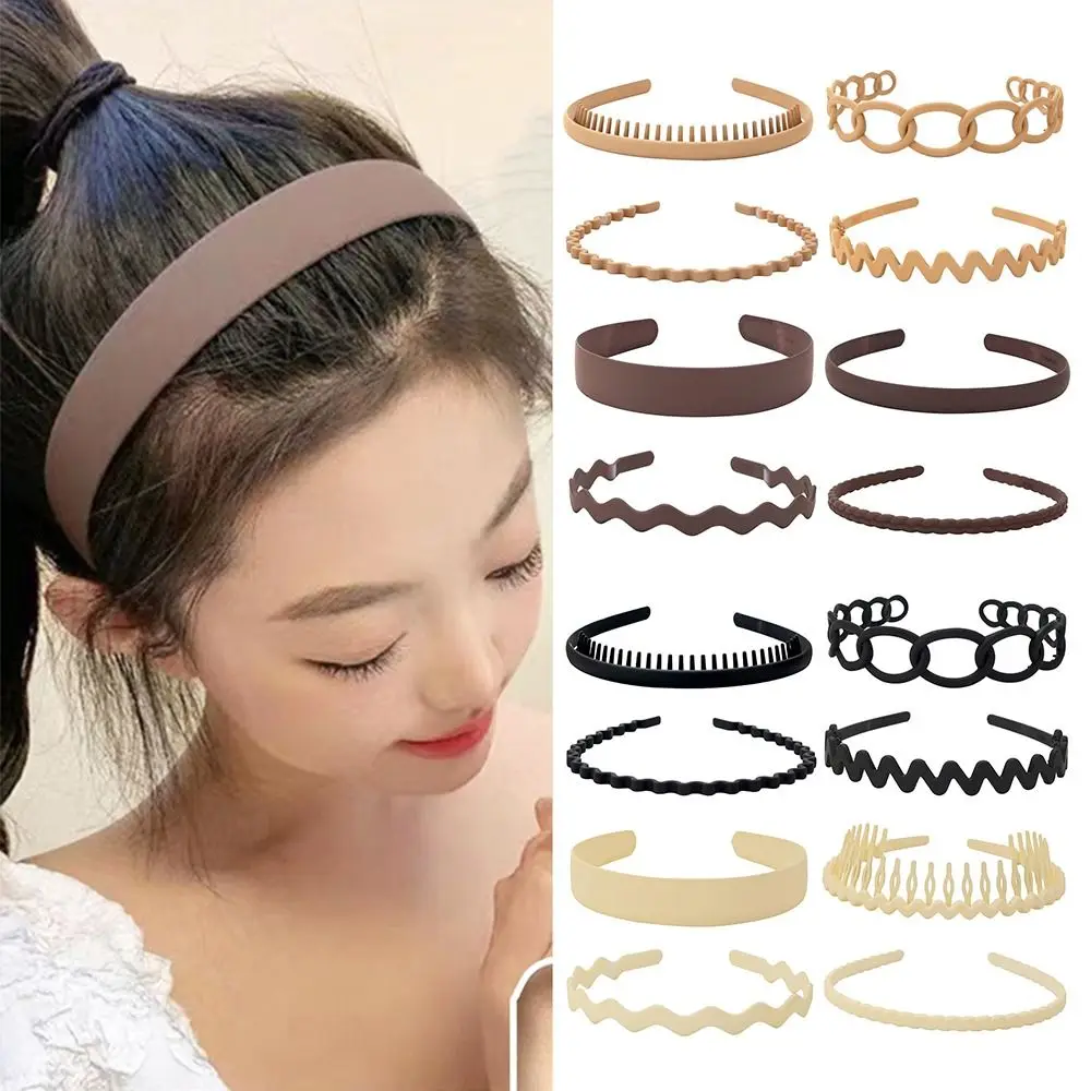 

8Pcs Unisex Outdoor Sports Non-slip Wavy Head Hoop Hair Hoop Set Combing Hairbands Set Teeth Head Bands
