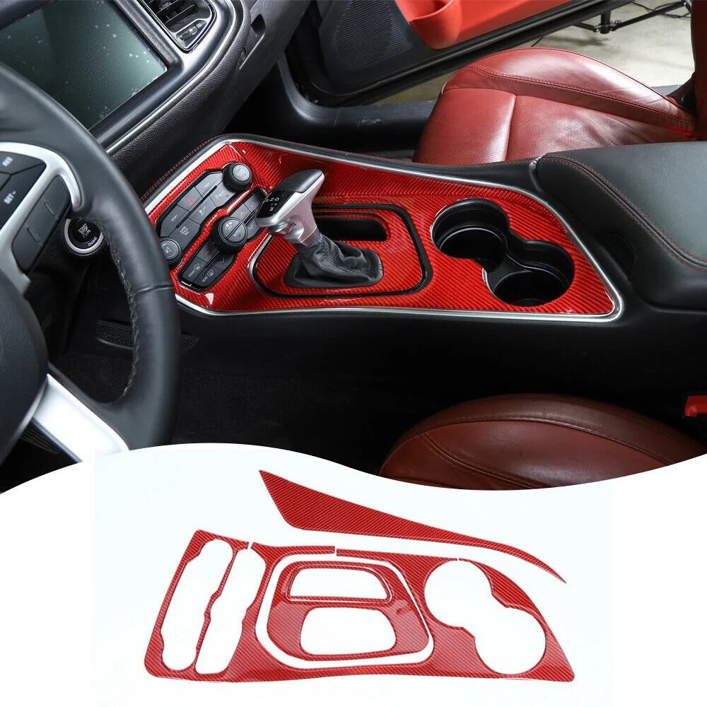 

Наклейки для панели стакана для воды с переключением передач для Dodge Challenger 2015 + красное углеродное волокно