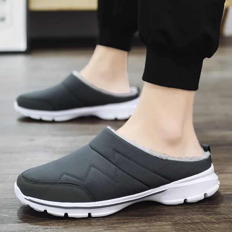 Men's Slippers Cotton Shoes Men Winter Warm Indoor Couple Slippers Women Shoes Winter Plush Home Shoes Men Footwear Plus Size 48