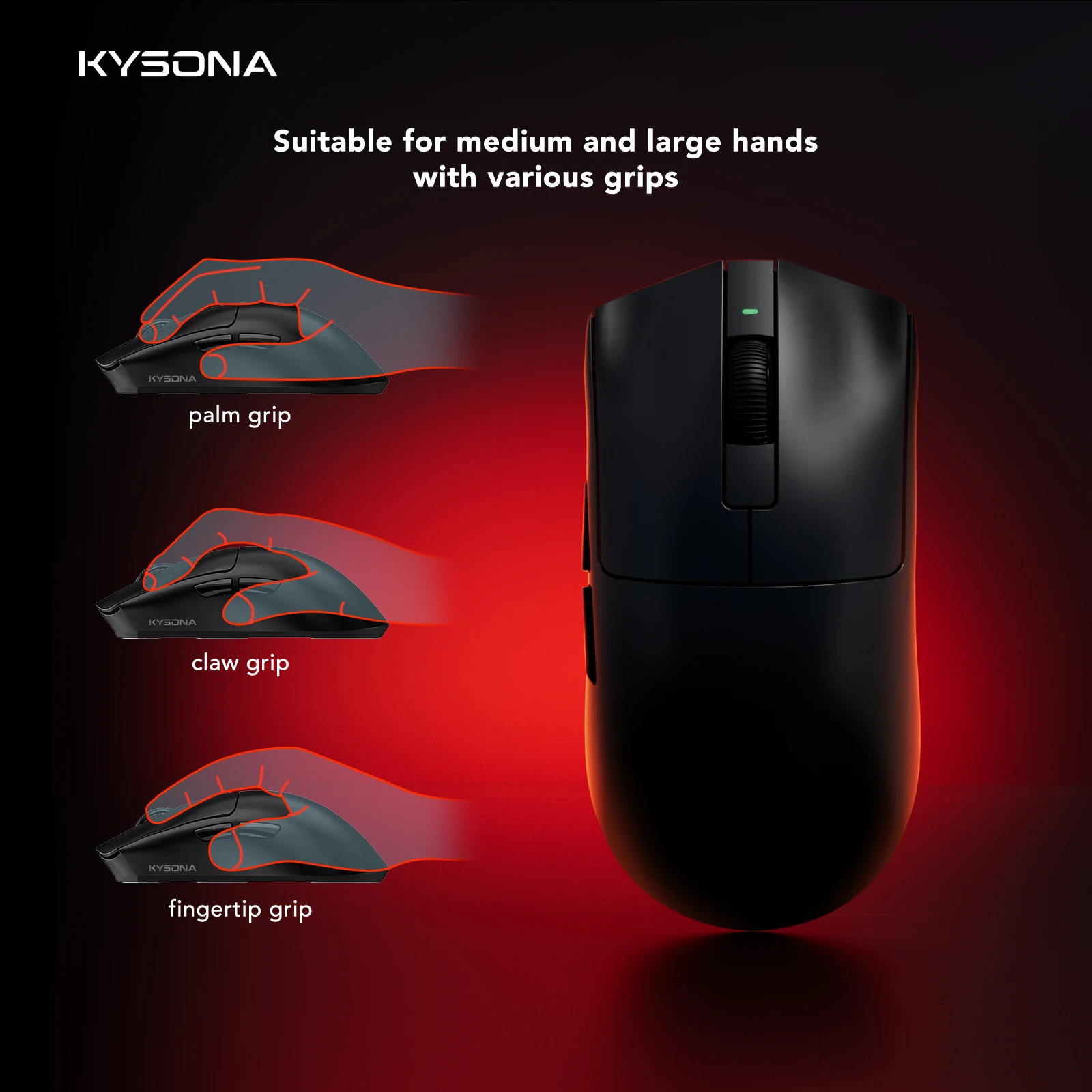 Фото KYSONA Jupiter Pro, легкая игровая киберспортивная офисная 3395, датчик 8 кГц, приемник, беспроводная перезаряжаемая мышь, которые стоит человек №2