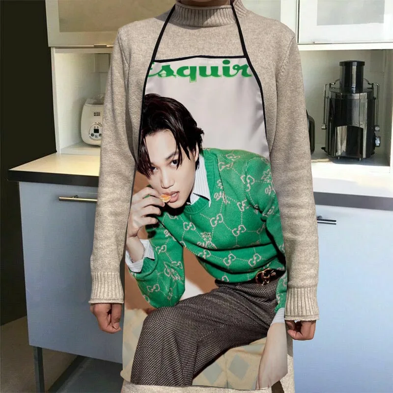 

Custom EXO KAI KPOP Oxford Fabric Apron For Men Women Bibs Home Cooking Baking Cleaning Aprons Kitchen Accessory 0216