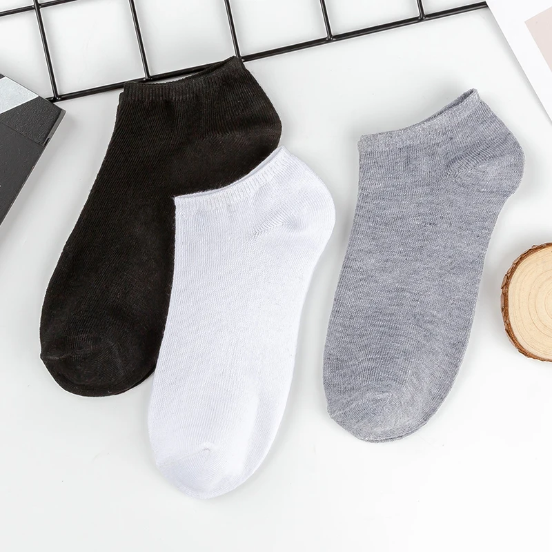 5pairs Low Cut Men's Socks Solid Color Black White Grey Breathable Cotton Sports Socks Male Summer Short Ankle Socks Women Men