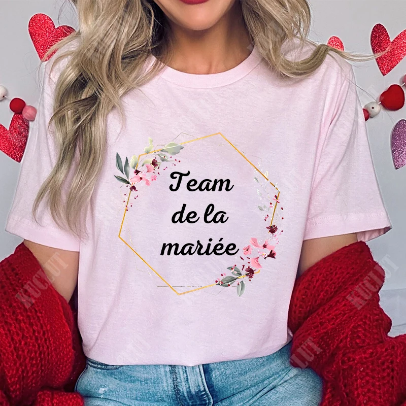 French Bridal Wedding Blouses EVJF Future Team Bride Tees Single Farewell Bachelorette Party Tshirt Fashion Flower Graphic Shirt