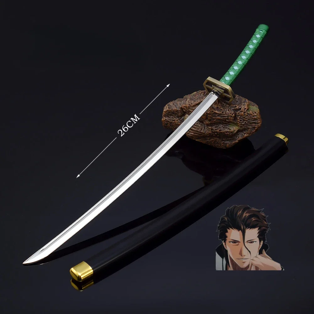 

BLEACH Weapon Aizen Sousuke Kyoka Suigetsu 26cm Metal Anime Toys Weapon Model Katana Samurai Swords Gifts Kids Toys for Children