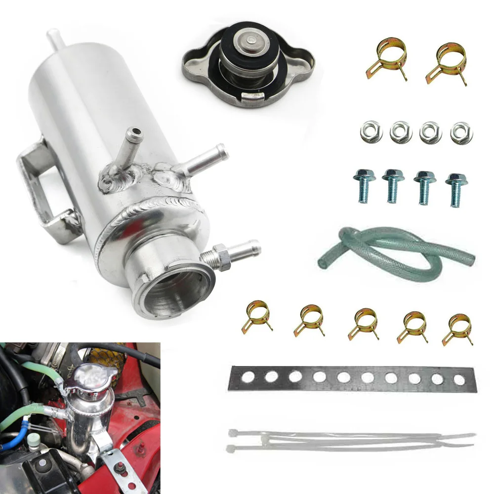 

Car Universal Radiator Alloy Coolant Swirl Pot Breather Air Separator Tank Racing Engine Coolant Catch Can Auto Accessories