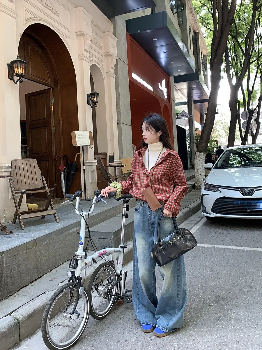 Xinhelp Vigorous Girl Ретро Sle клетчатые рубашки с длинными рукавами Верхняя одежда для