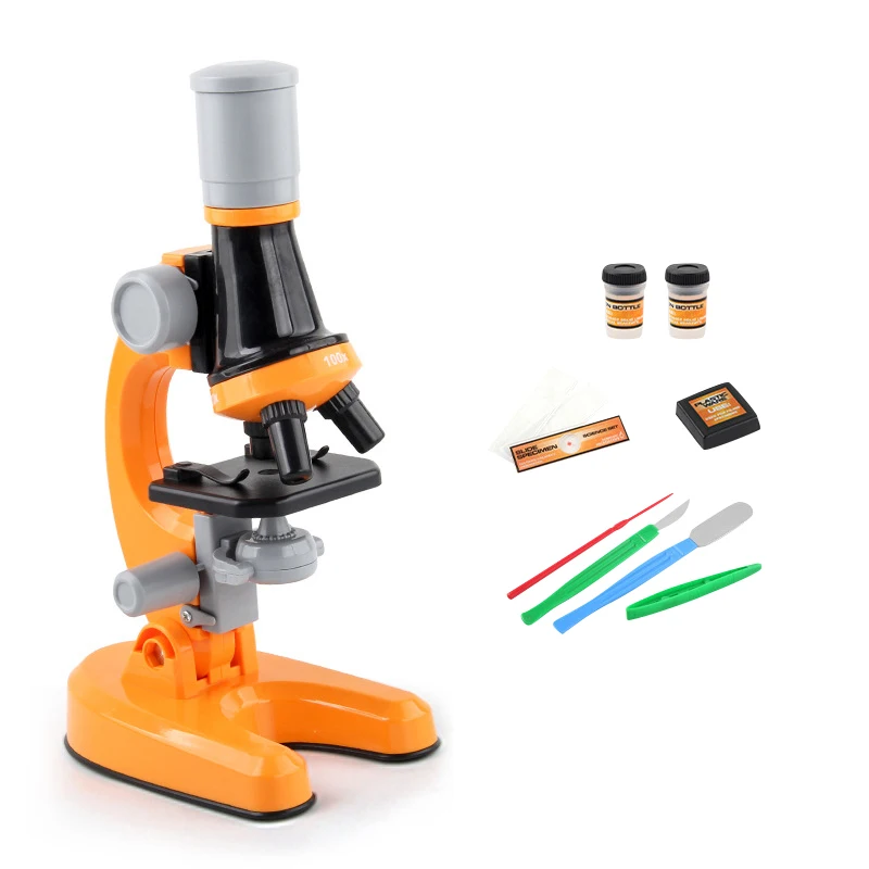 

Kids Microscope Kit Science Lab LED 100X-400X-1200X Toy Home School Interest Cultivation Child Boys Birthday Gift