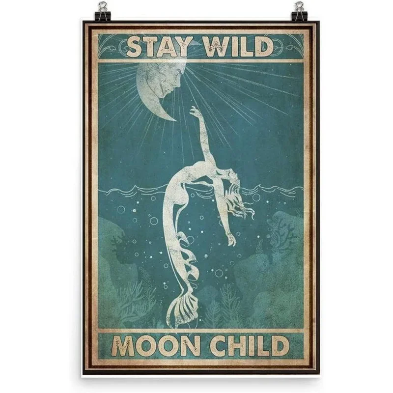 Винтажные металлические знаки Pinap Rusalka для макияжа с волной настенные постеры