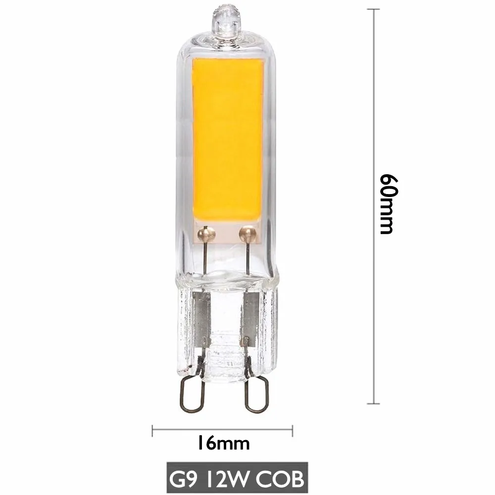 

Супер Яркая Светодиодная Лампа G9, Цоколь 12 Вт, Технология COB, Переменный Ток, 220 В, Стеклянная Лампа Постоянной Мощности
