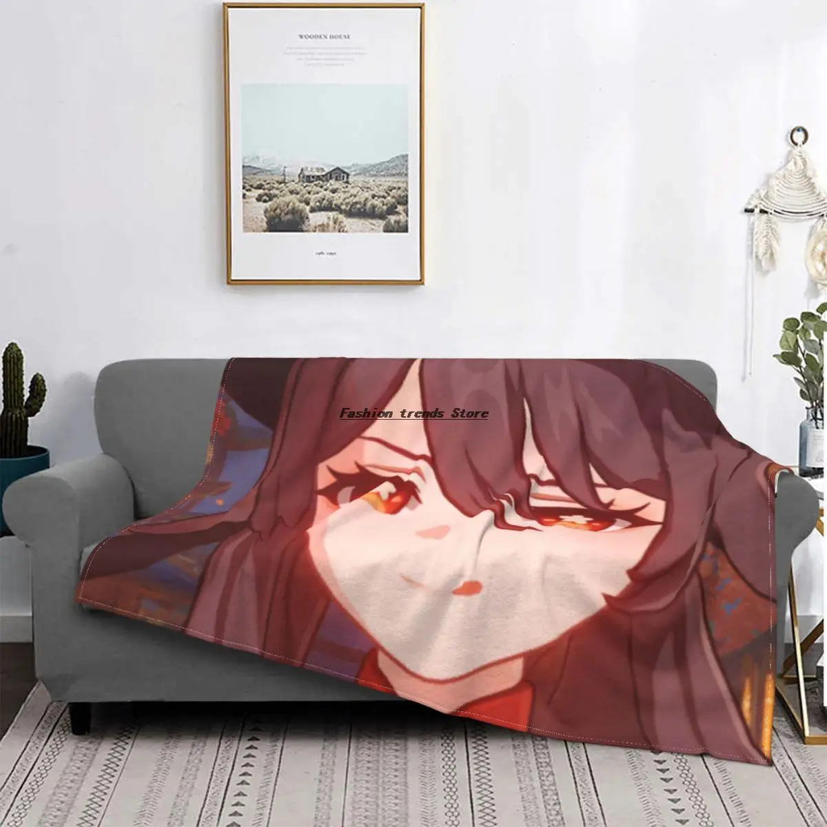 

Hu Tao Game Blanket Childe Genshin Impact Anime Plush Novelty Soft Throw Blankets for Chair Covering Sofa Textile Bed
