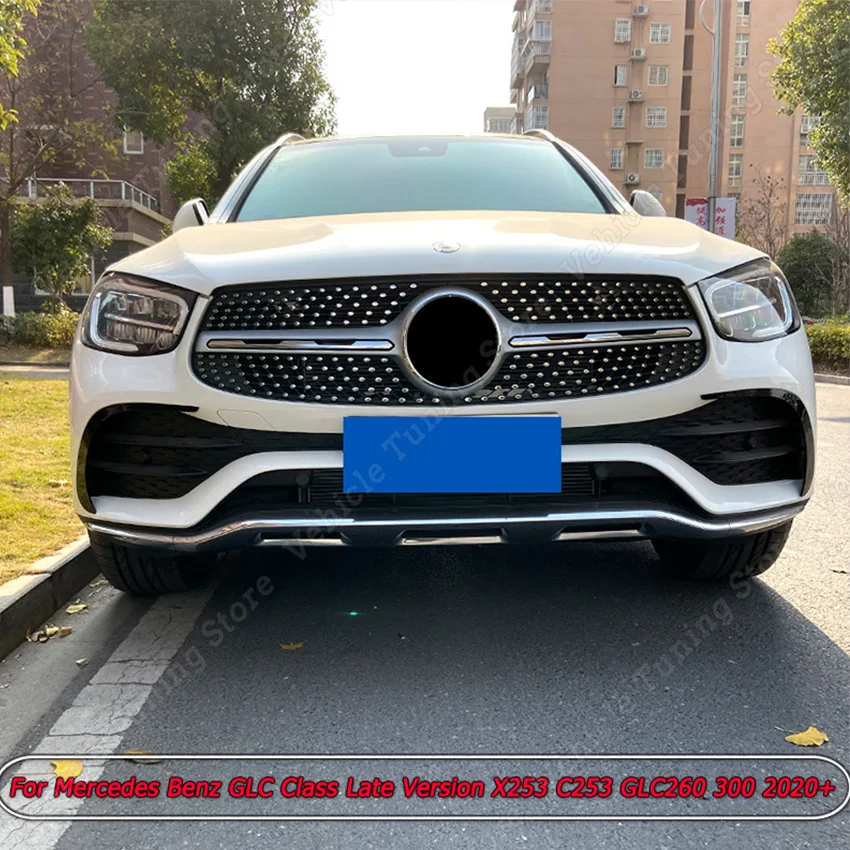 

Front Bumper Spoiler Splitter Air Knife Cover Grille Trim For Mercedes Benz GLC Class X253 C253 GLC260 300 2020-2023+ LCI