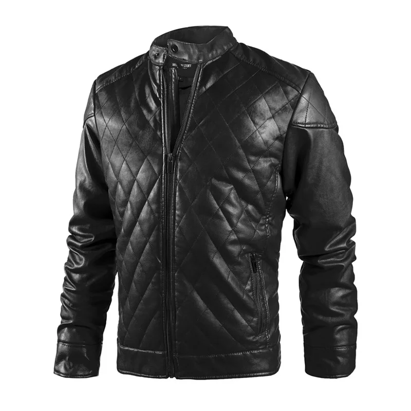 

Men Winter Warm Leather Jackets Motorycle Fleece Lined Casual Outwear Tops Size M-2XL Windbreak
