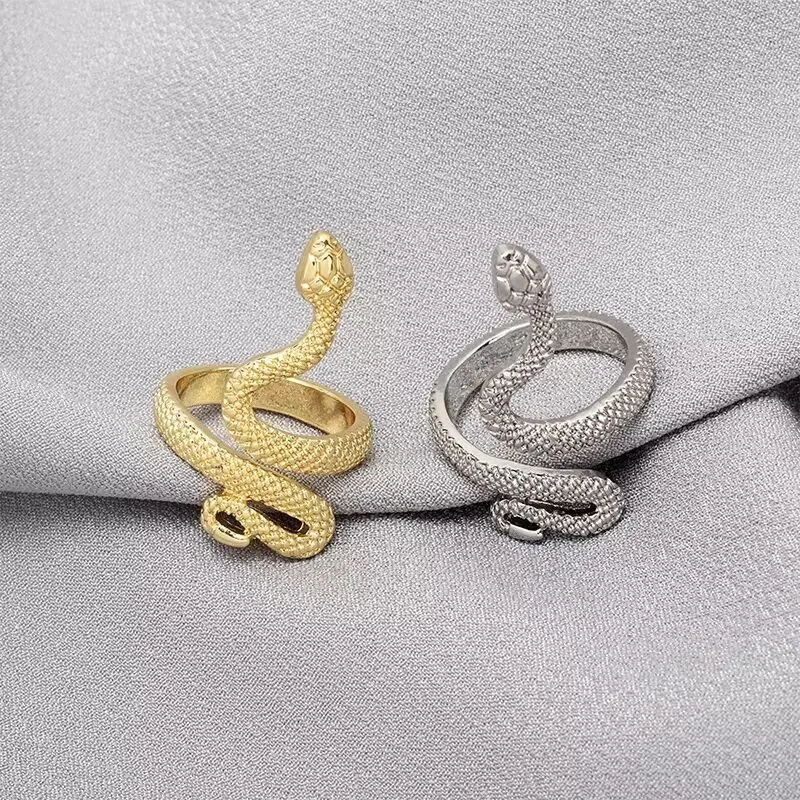 

New Vintage Punk Snake Rings for Women Men Personality Stereoscopic Opening Adjustable Ring Exaggerated Fashion Spirit Jewelry