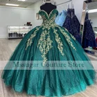 Женское кружевное платье принцессы, зеленое платье с открытыми плечами и аппликацией из бисера в стиле звезд, для возраста 15-16 лет, 2022