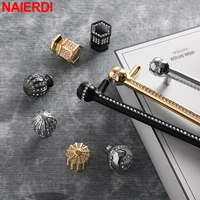 naierdi luxury diamond crystal cabinet handles black wine wardrobe door drawer knobs wardrobe pulls furniture handle hardware