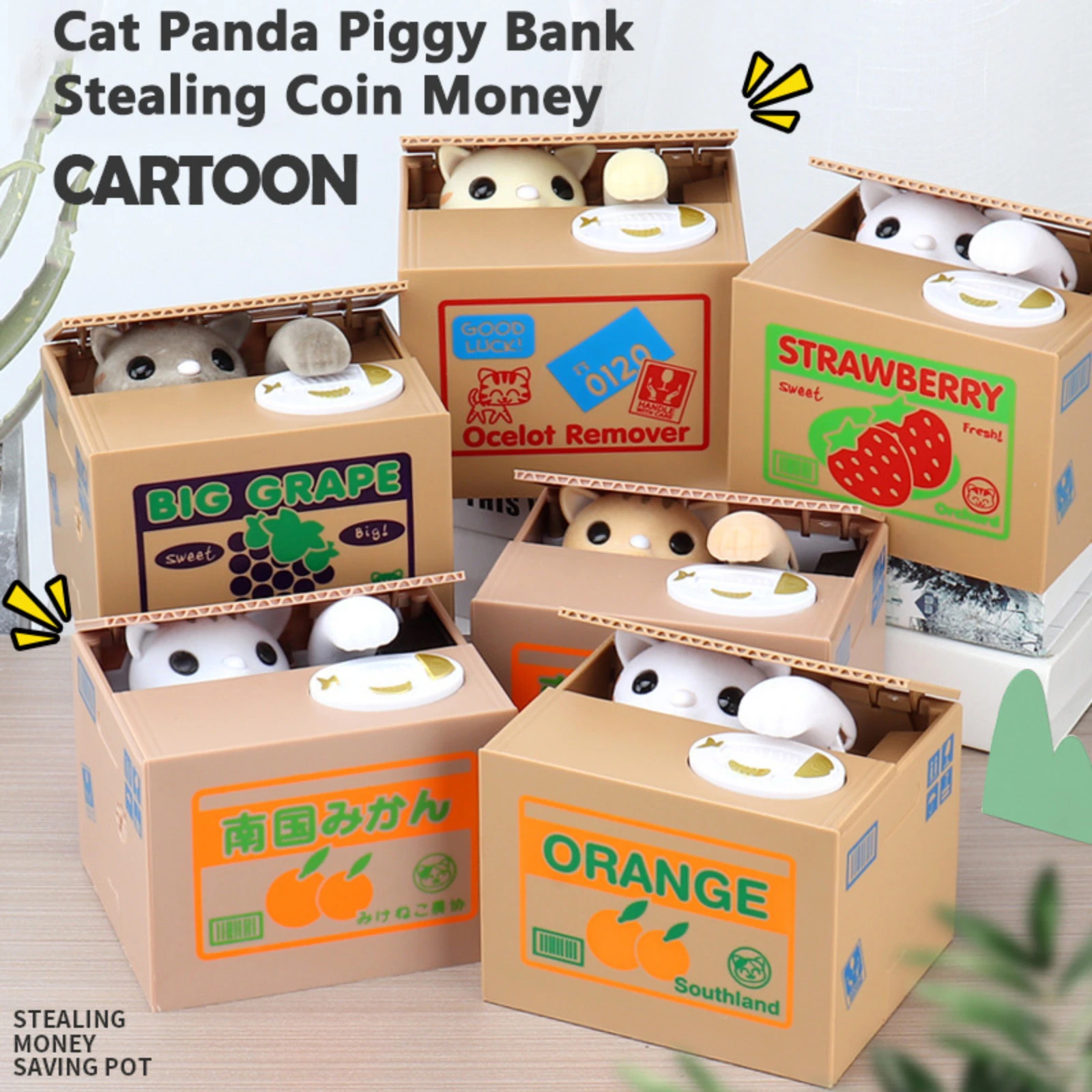 

Fun Cat Panda Piggy Bank Stealing Coin Money Boxes Automatic Coins Storage Box Coin Money Saving Box Children Kids Birthday Gift