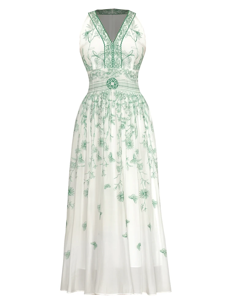 

Высококачественное винтажное роскошное летнее женское богемное Сексуальное Женское винтажное элегантное дизайнерское шикарное белое длинное платье-жилет с вышивкой