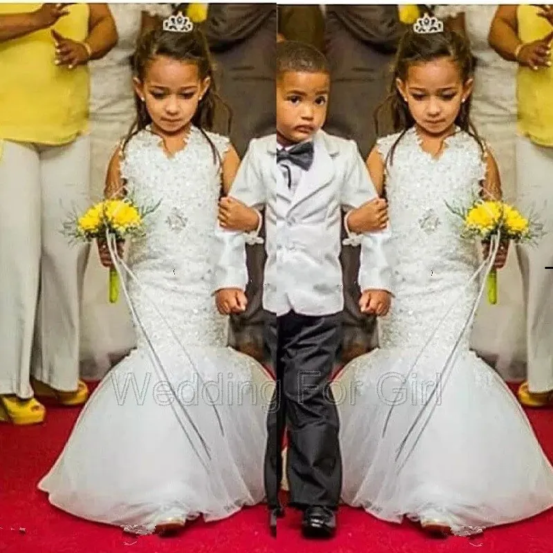 

Кружевные Платья с цветочным узором для девочек, свадебные бальные платья принцессы с круглым вырезом, платья для девочек на заказ