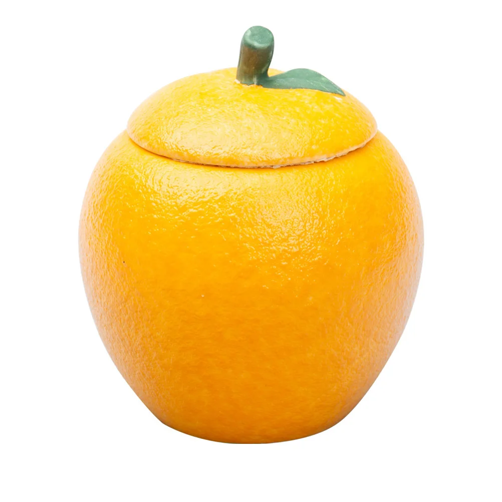 

Ceramic Tea Canister Orange Shaped Storage Jar Household Tea Container (Orange)