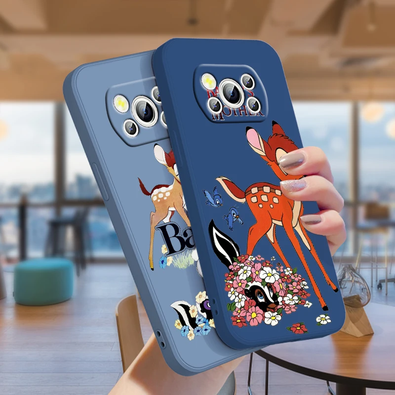 

Disney Sika Deer Cute For POCO C50 C40 X4 M5S F4 M4 X3 F3 M3 C3 Pro GT NFC 4G 5G Liquid Rope Phone Case