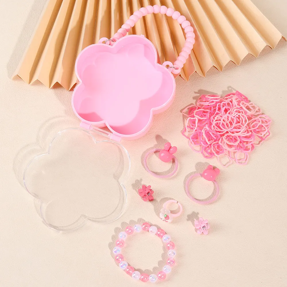 126 Шт. Портативный Набор Резинок Для Волос С Цветочным Принтом И Резинками